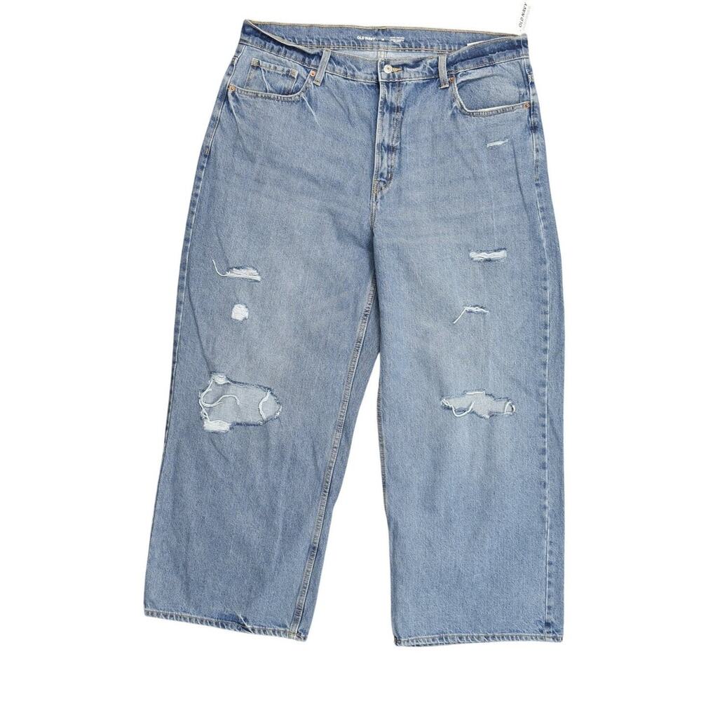 Old Navy Light Blue Distressed Wide Leg Jeans